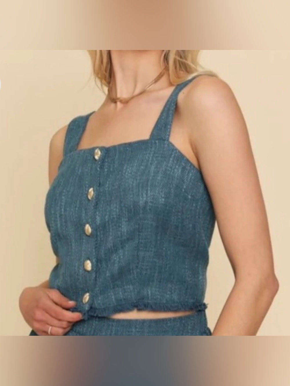 Mystree Textured Crop Tank Top NWT Blue Size Medium